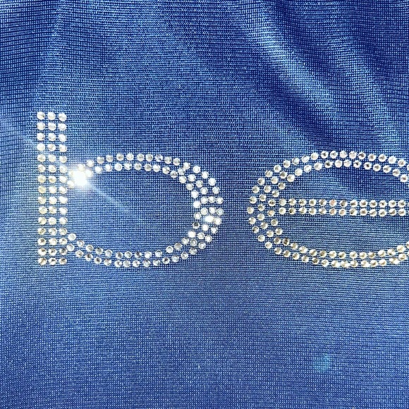 Bebe Sport Tricot Crystal Logo Navy Striped Track Jacket - Picture 10 of 13